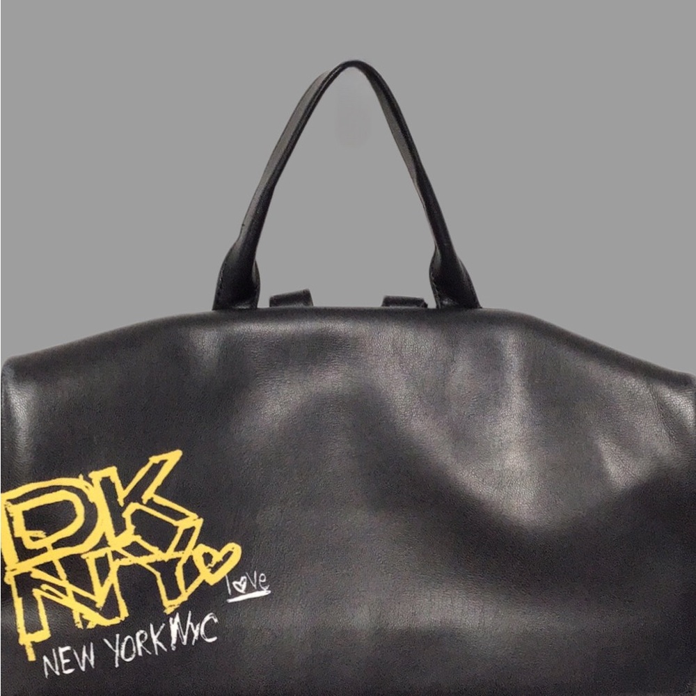 DKNY Tilly Graffiti Fold-Over Backpack, Faux Leather, Graffiti Logo Print, Black - Picture 5 of 12